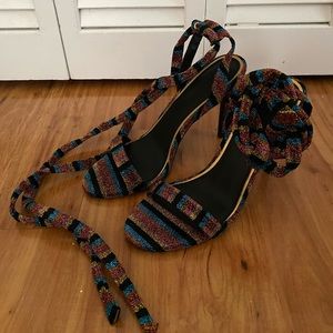 Stripe shimmer heels